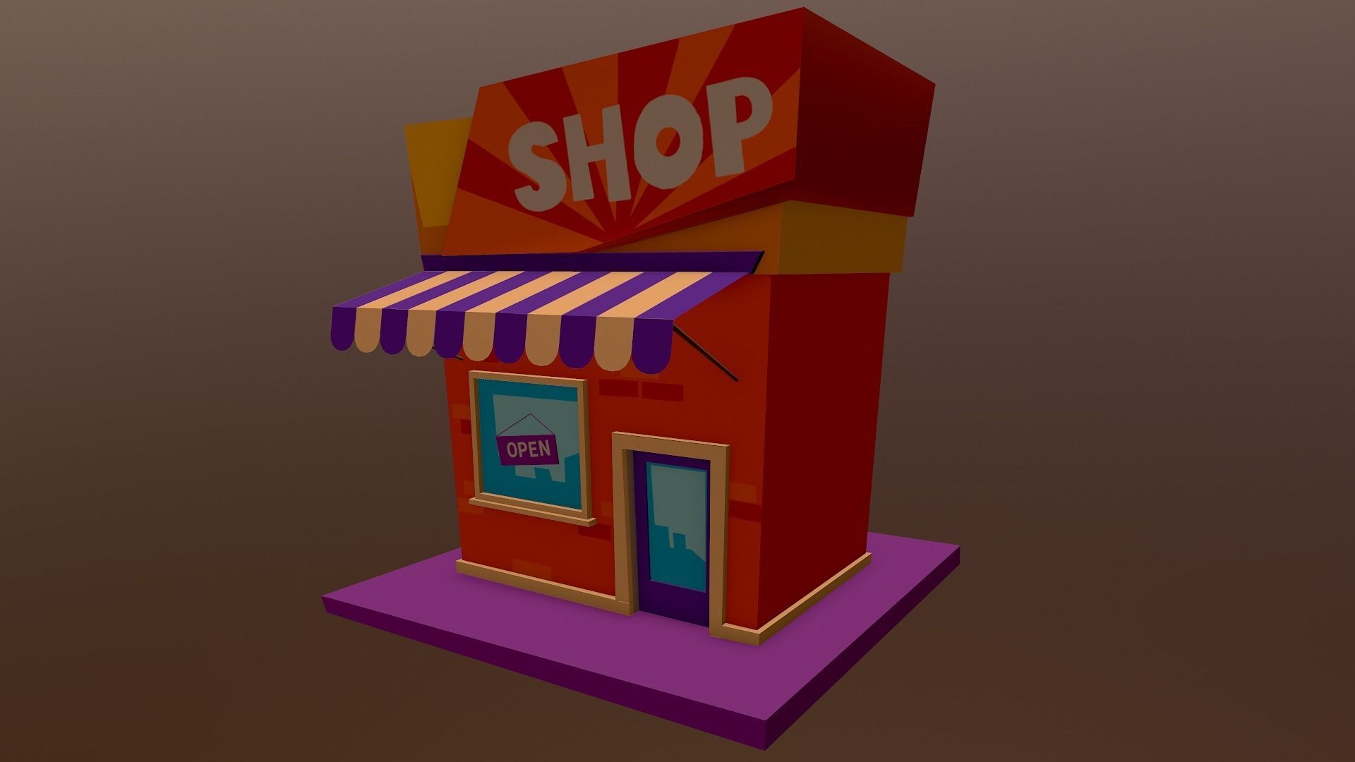 Cartoon Shop Building Low-poly 3D model_17