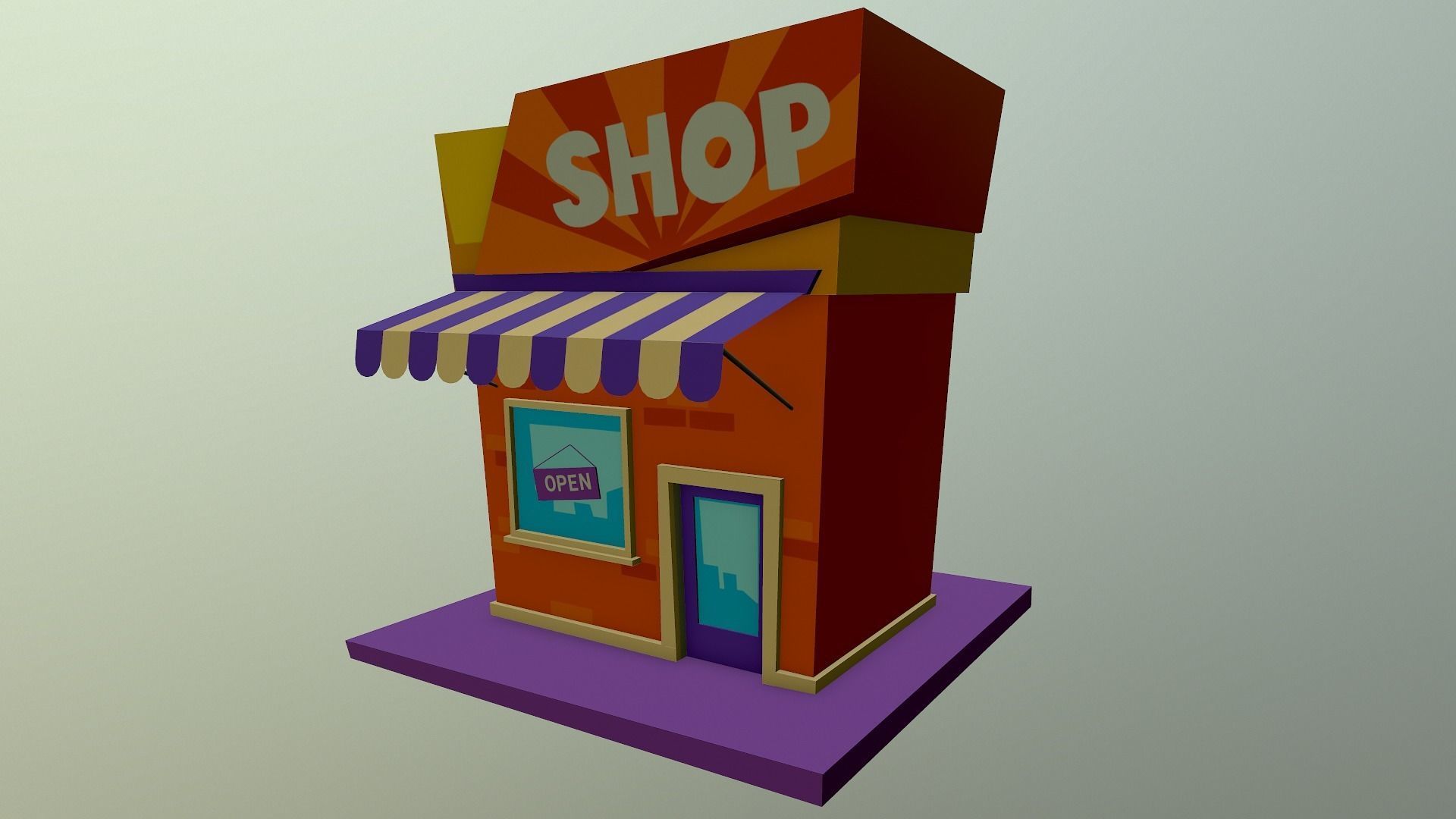 Cartoon Shop Building Low-poly 3D model_15