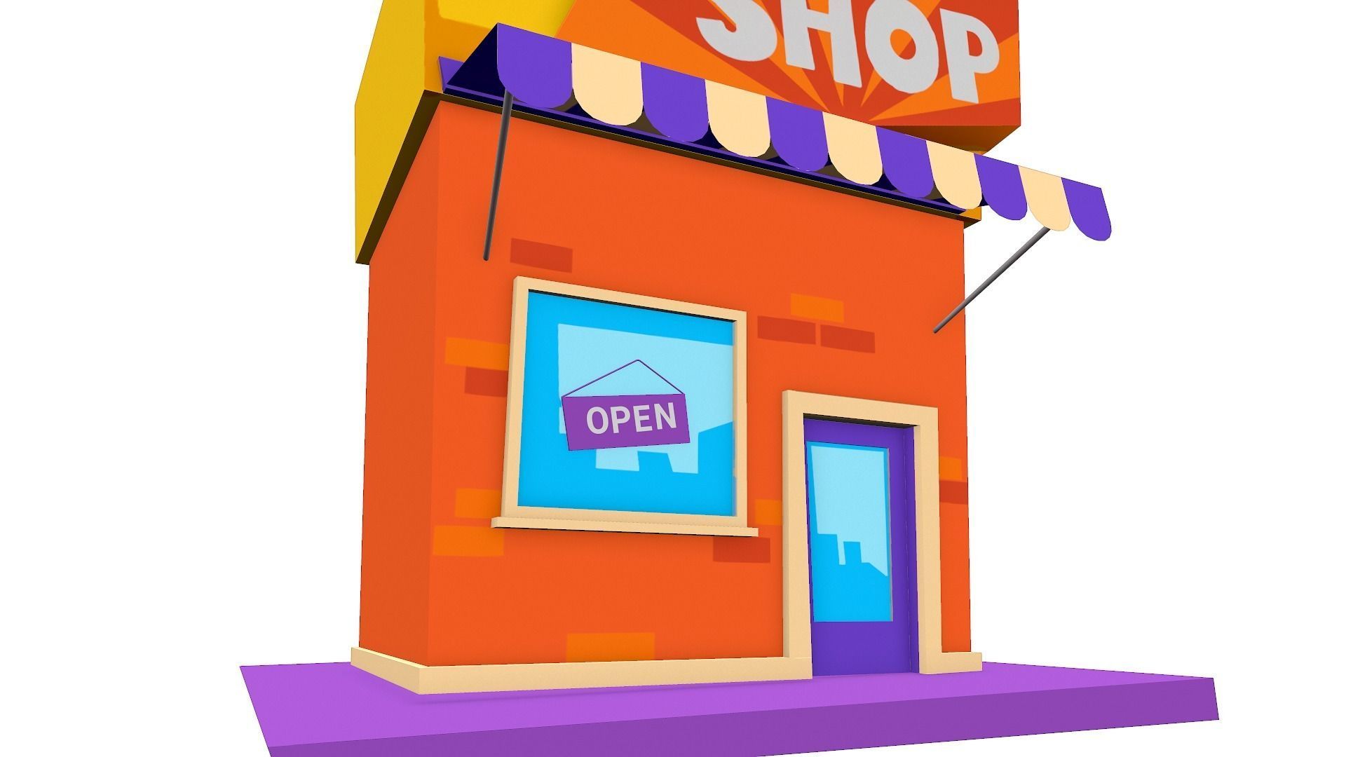 Cartoon Shop Building Low-poly 3D model_5
