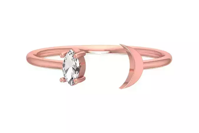 Solitaire Women Half Moon Marquise Stone Band Ring