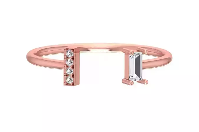 Solitaire Women Baguette Stone Band Ring