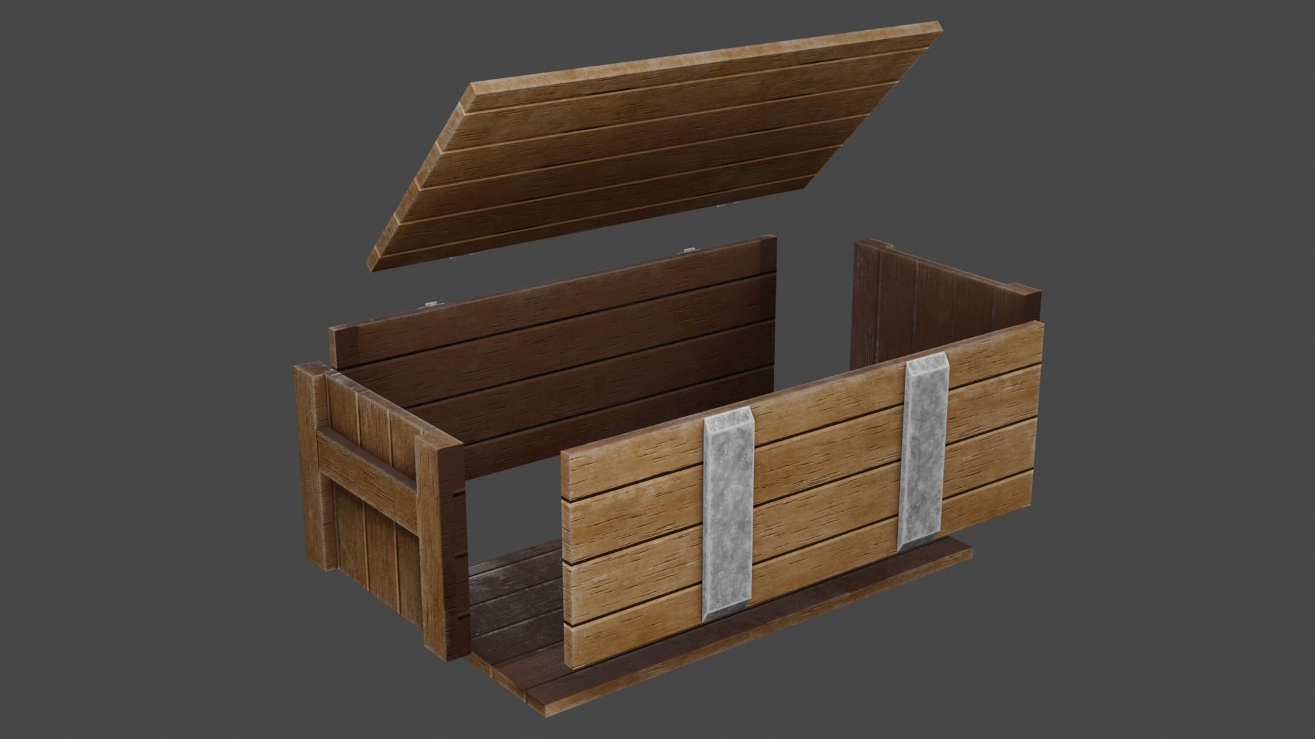 Wood Crate Low-poly 3D model_6
