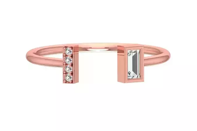 Solitaire Women Baguette Stone Band Ring