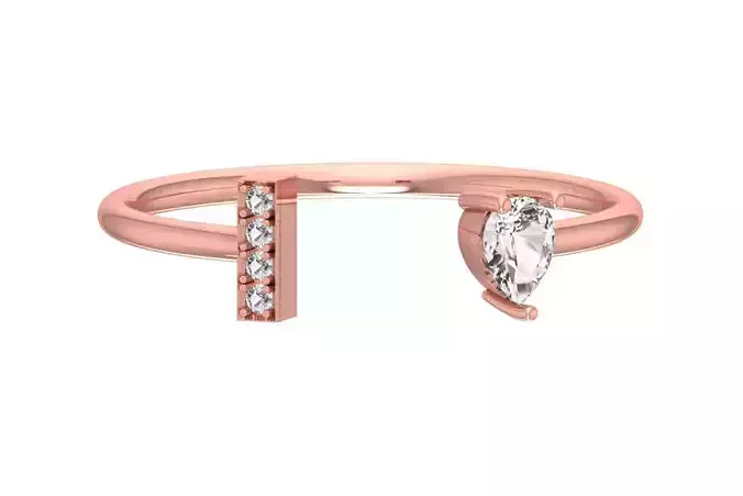 Solitaire Women Pear Stone Band Ring