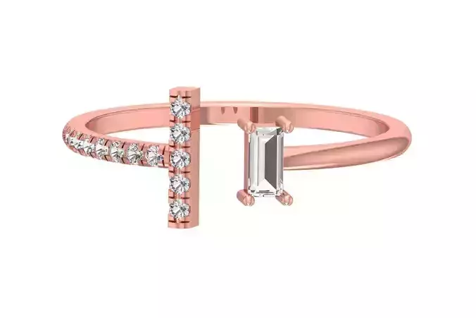 Solitaire Women Baguette Stone Band Ring