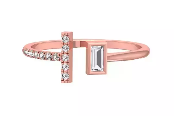 Solitaire Women Baguette Stone Band Ring