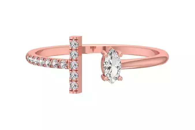 Solitaire Women Marquise Stone Band Ring