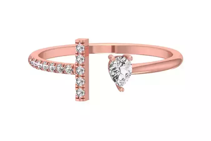 Solitaire Women Pear Stone Band Ring