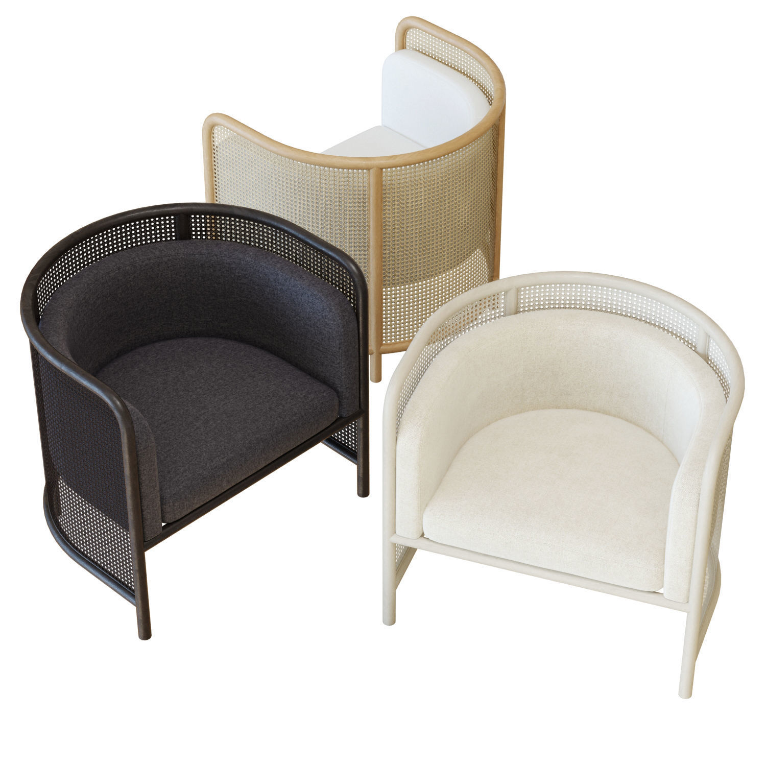 Crate and Barrel Fields Cane Armchair 3D model_1