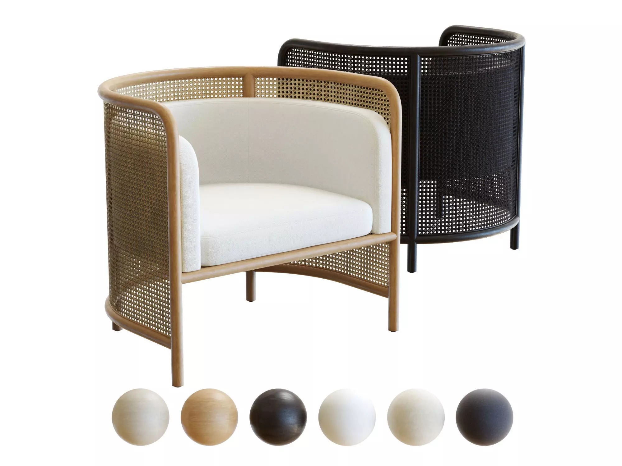 Crate and Barrel Fields Cane Armchair 3D model_0