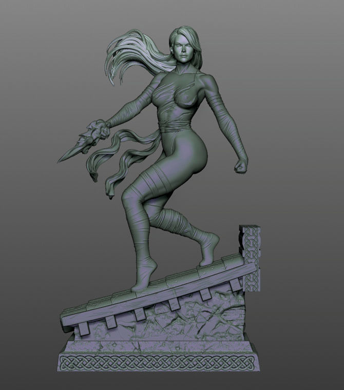 Psylocke woman holding sword 3D print model_6
