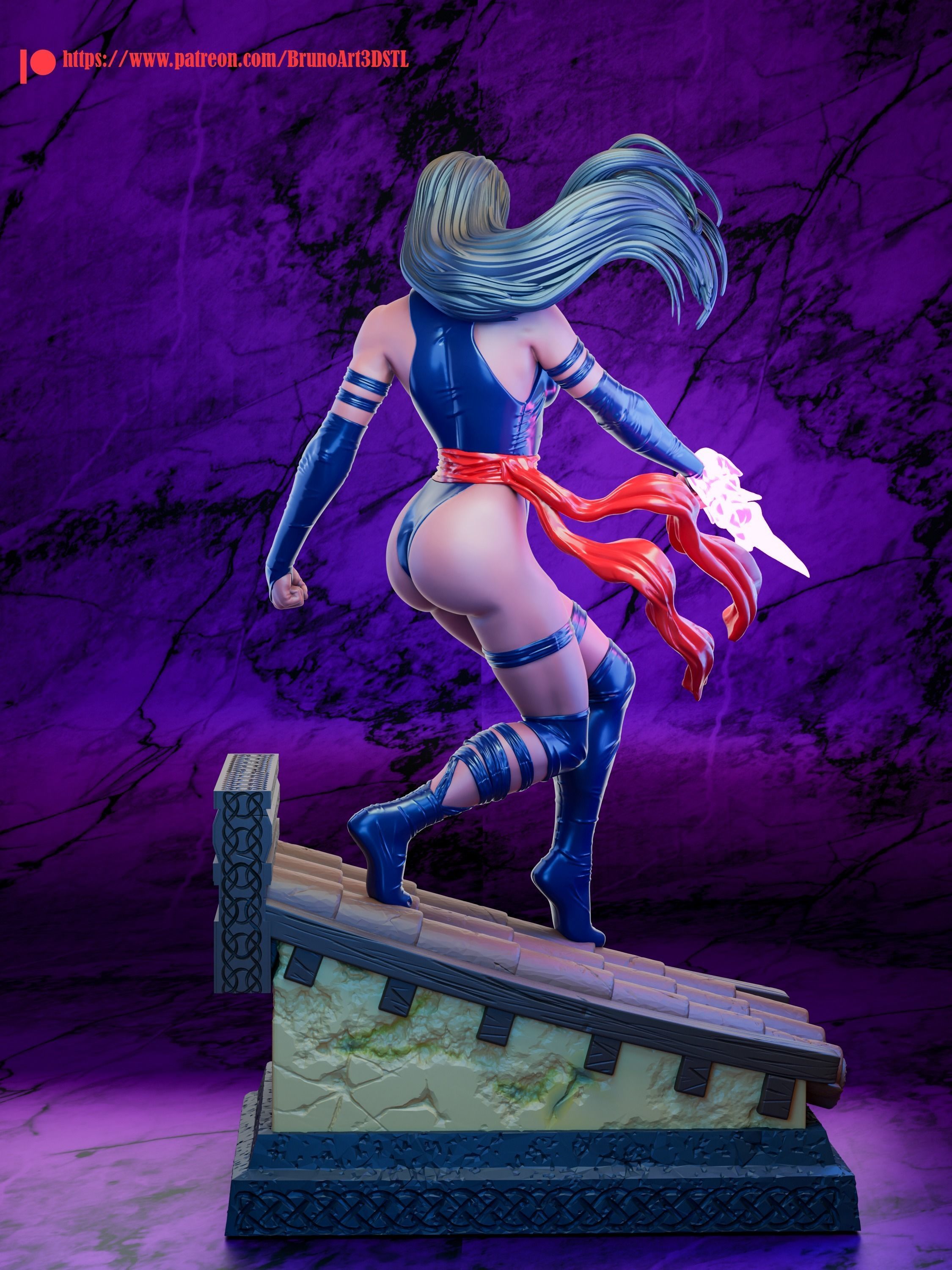 Psylocke woman holding sword 3D print model_16