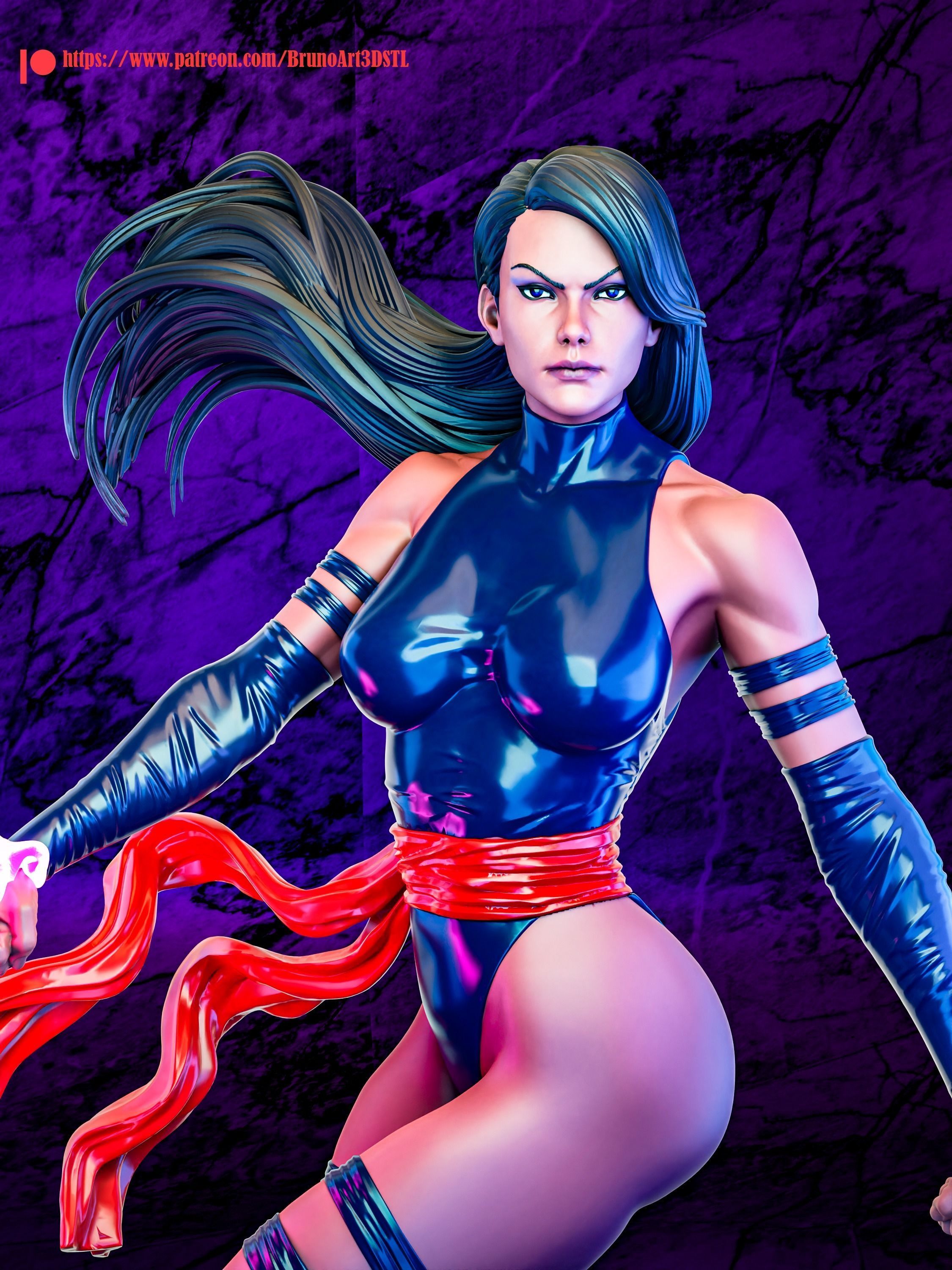 Psylocke woman holding sword 3D print model_13