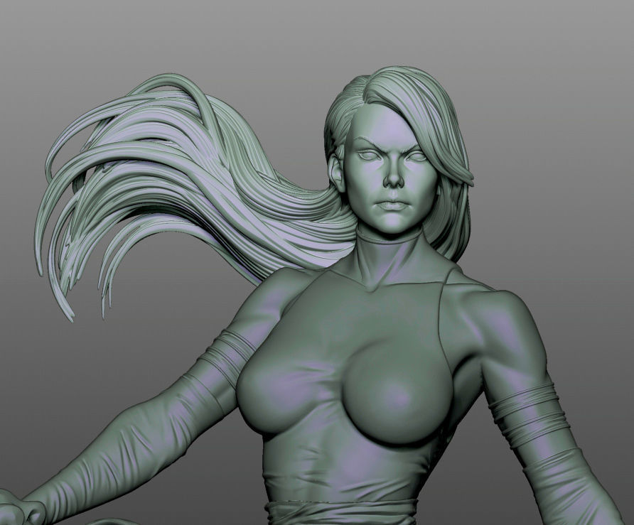 Psylocke woman holding sword 3D print model_7