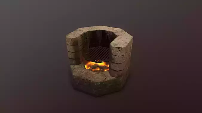 Outdoor braizer oven BBQ low poly