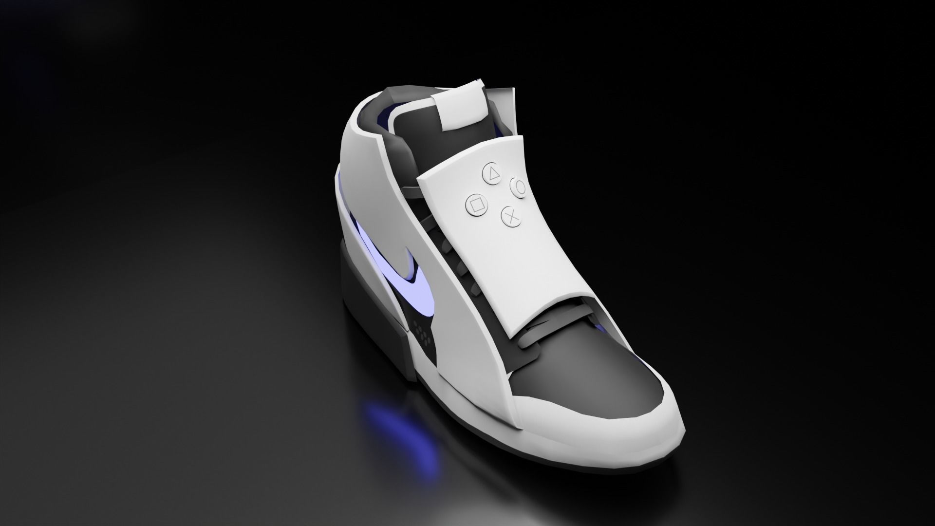 air Jordan Nike x PlayStation 5 sneakers Low-poly 3D model_2