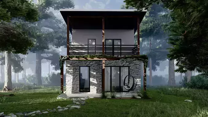 Forest home - 3D Model and Lumion exterior scene