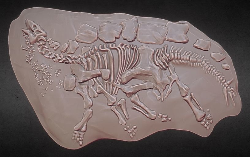 Stegosaurus Fossil Rock - 3D Skeleton of Stegosaurus Dinosaur 3D print model_1