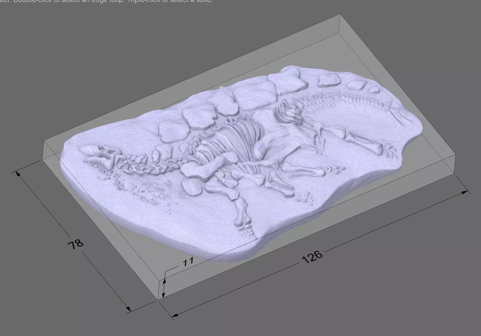 Stegosaurus Fossil Rock - 3D Skeleton of Stegosaurus Dinosaur 3D print model_0
