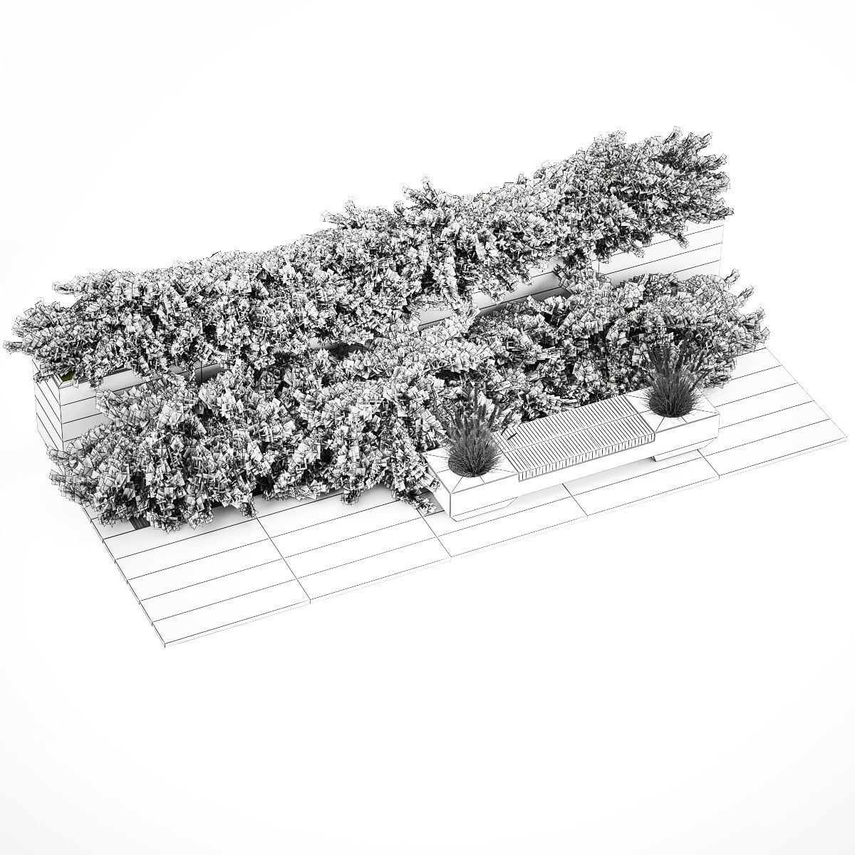 Cypress And Juniper With A Bench For An Park 1167 3D model_10