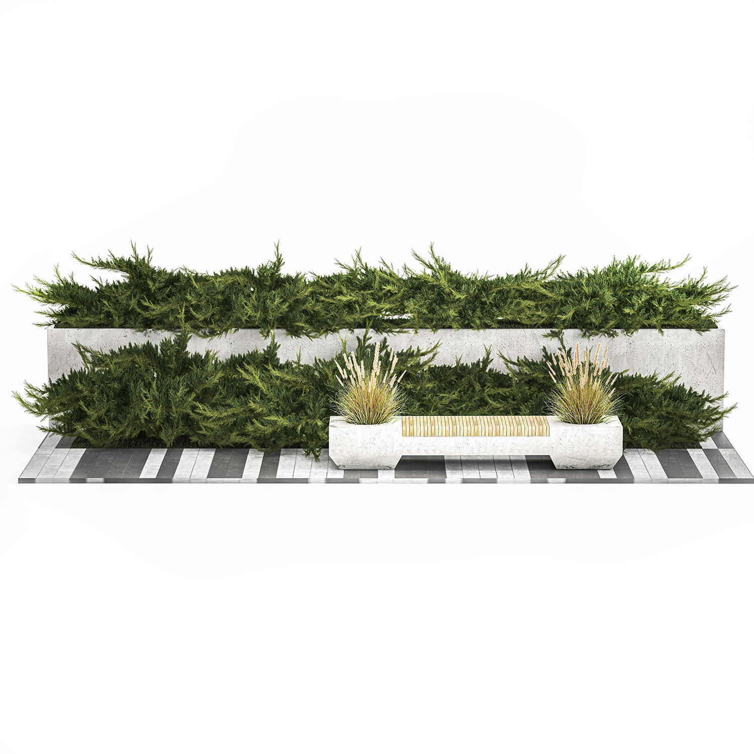 Cypress And Juniper With A Bench For An Park 1167 3D model_2