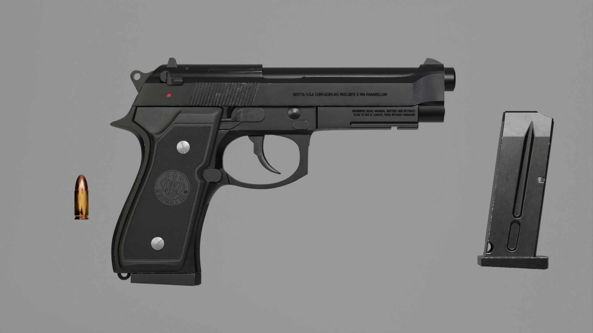 Beretta M9A1 92FS Low-poly 3D model_2