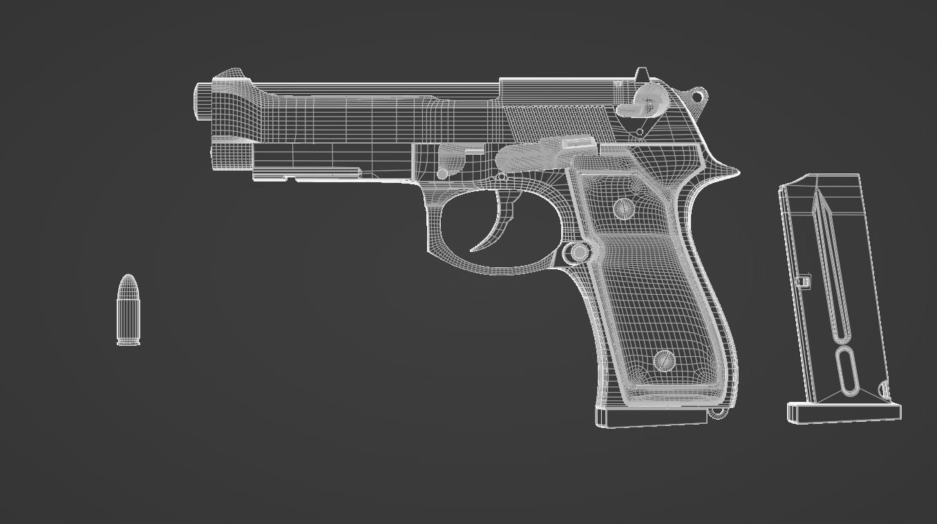 Beretta M9A1 92FS Low-poly 3D model_9