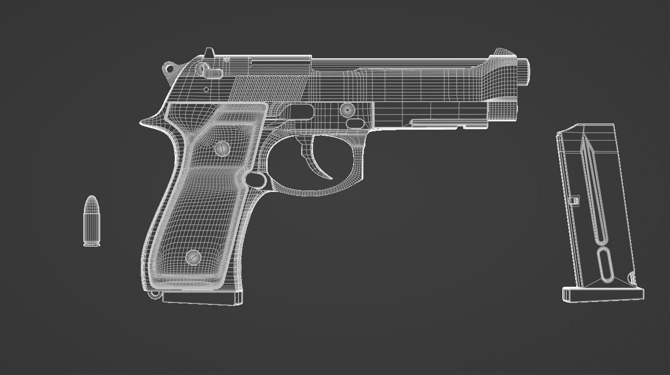 Beretta M9A1 92FS Low-poly 3D model_10