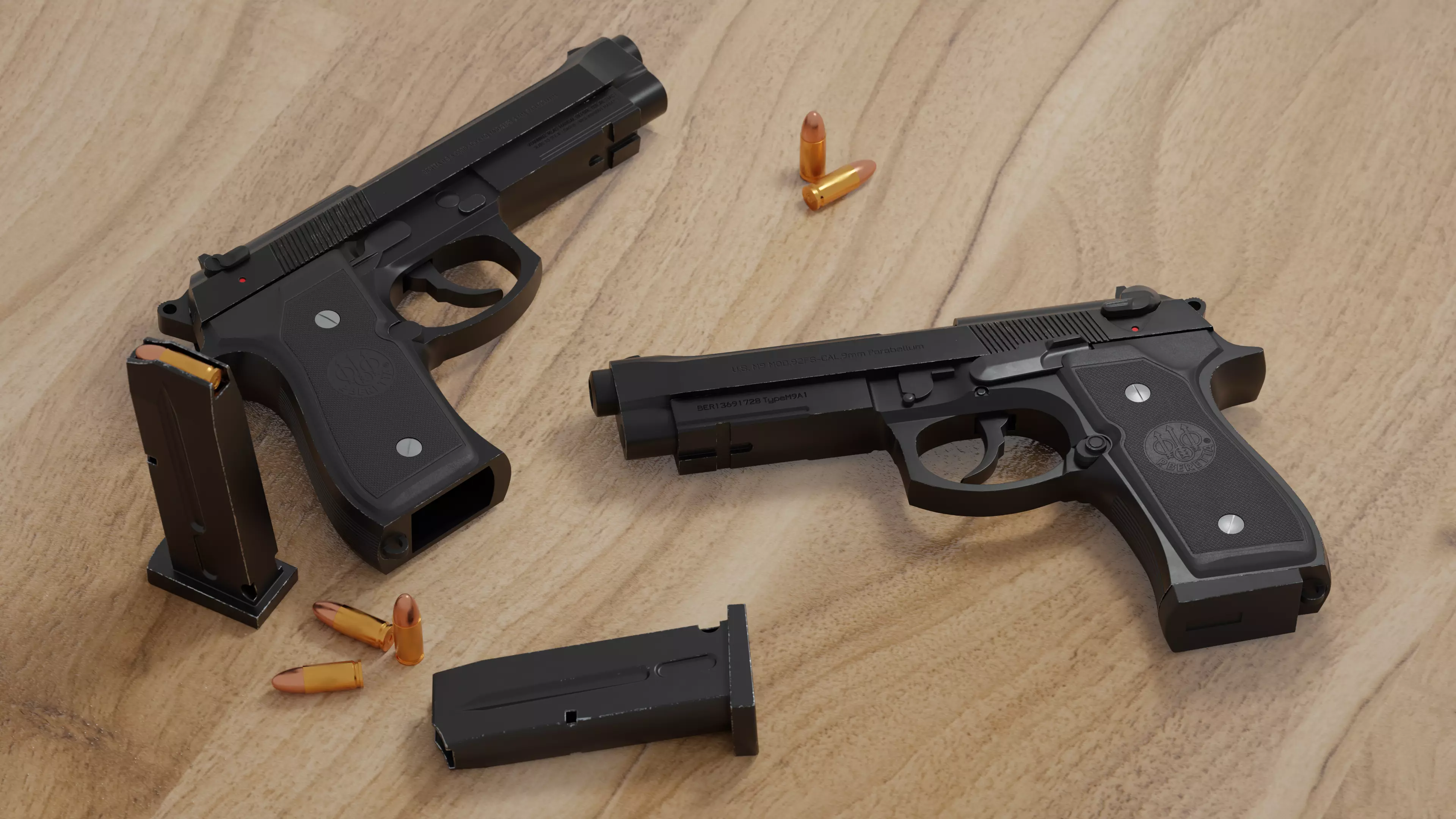 Beretta M9A1 92FS Low-poly 3D model_0