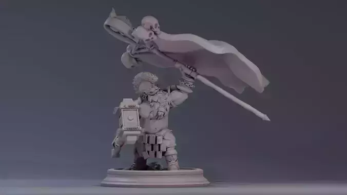 Dwarf with war banner ready to print 3D print model
