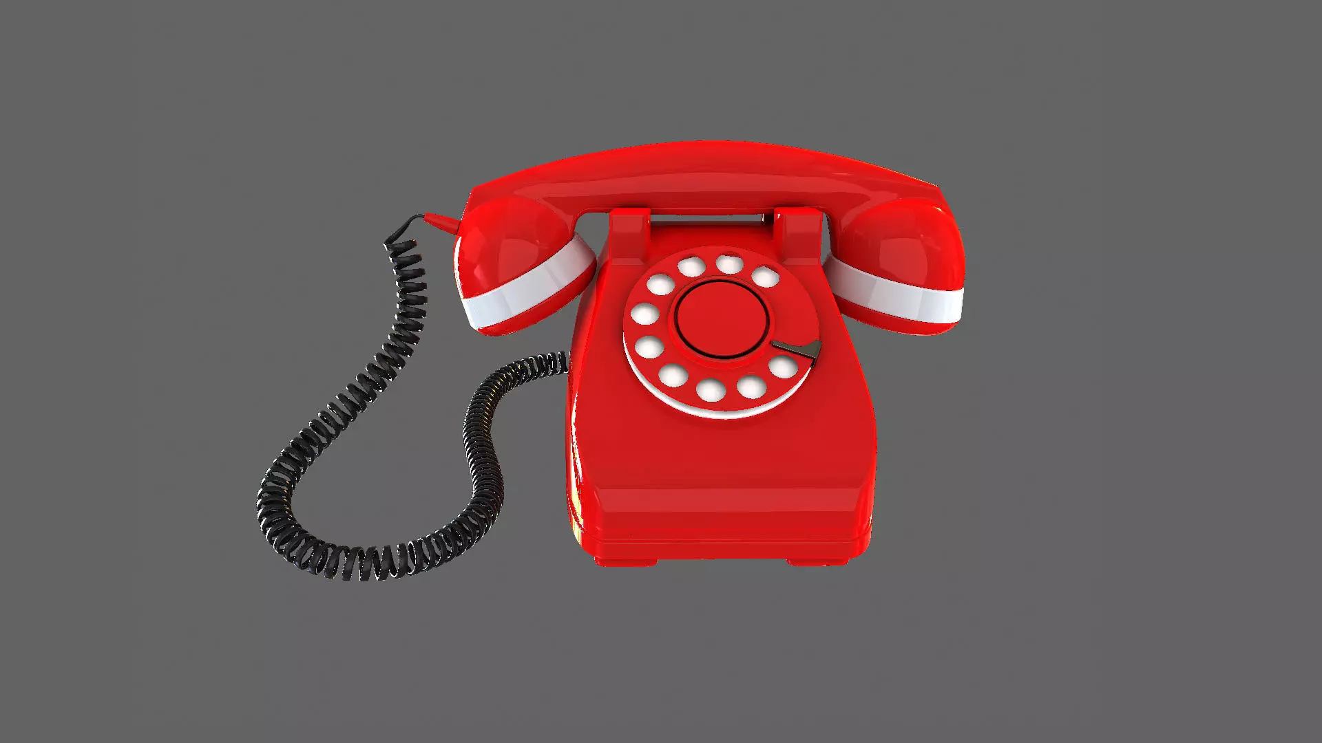 vintage telephone phone red communication retro 3D model_0