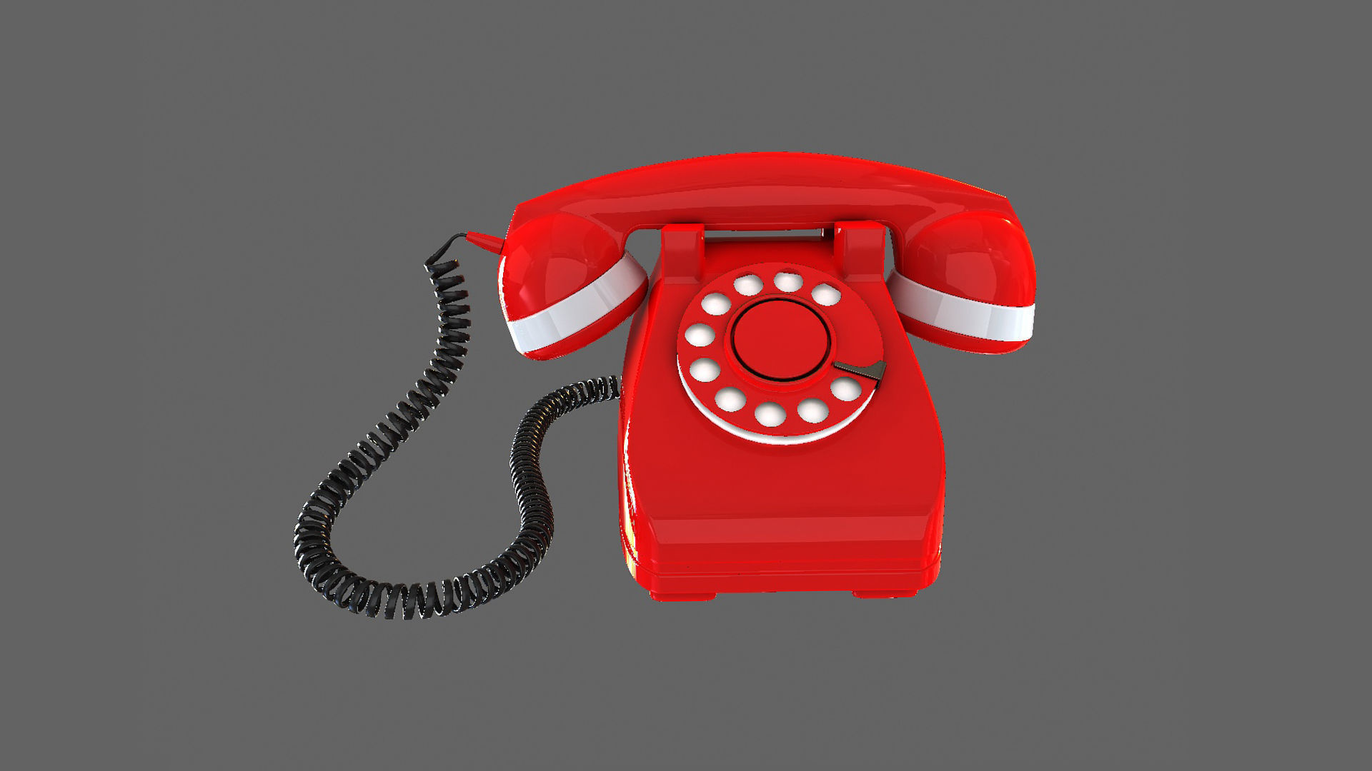 vintage telephone phone red communication retro 3D model_4