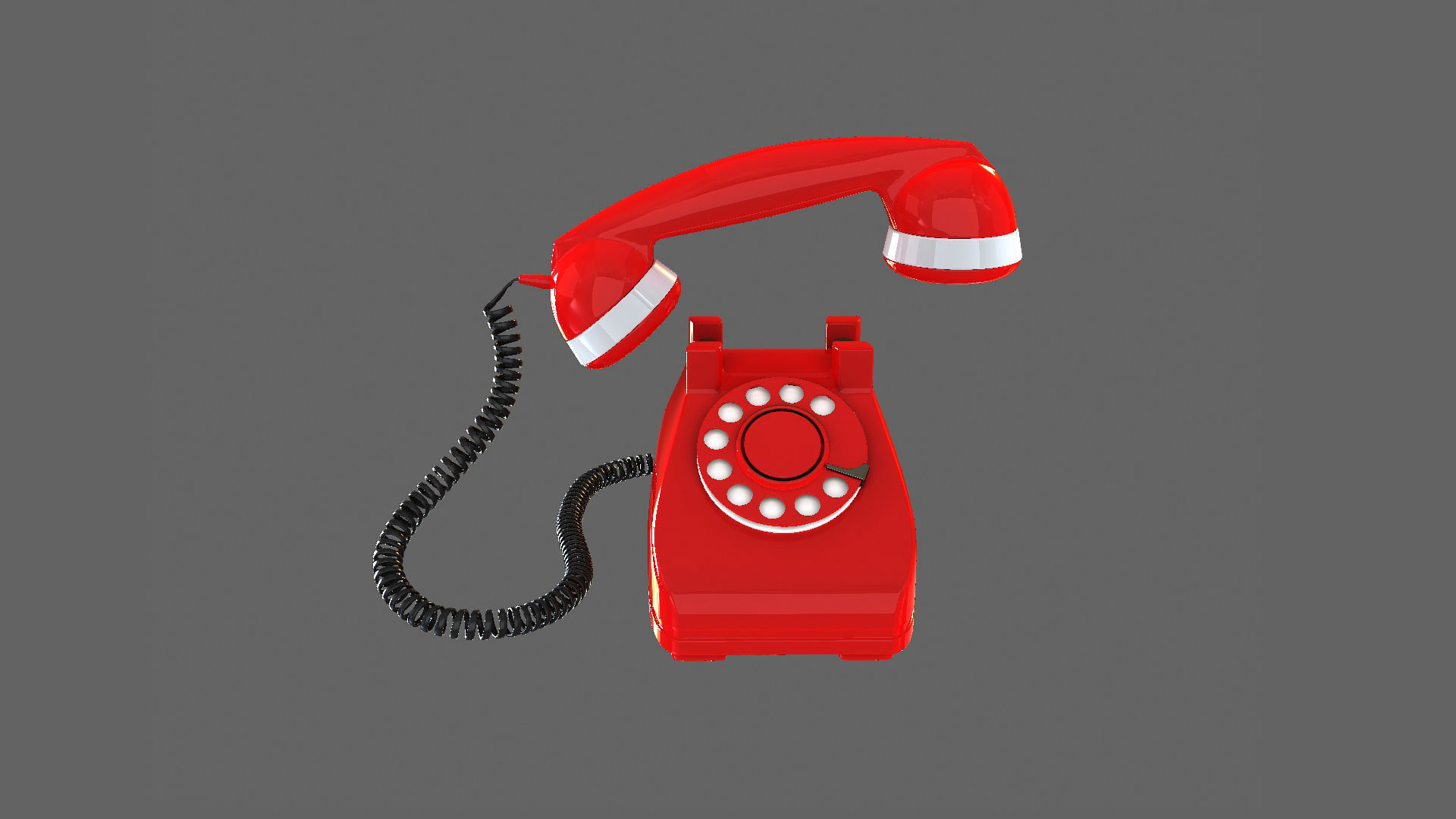 vintage telephone phone red communication retro 3D model_1