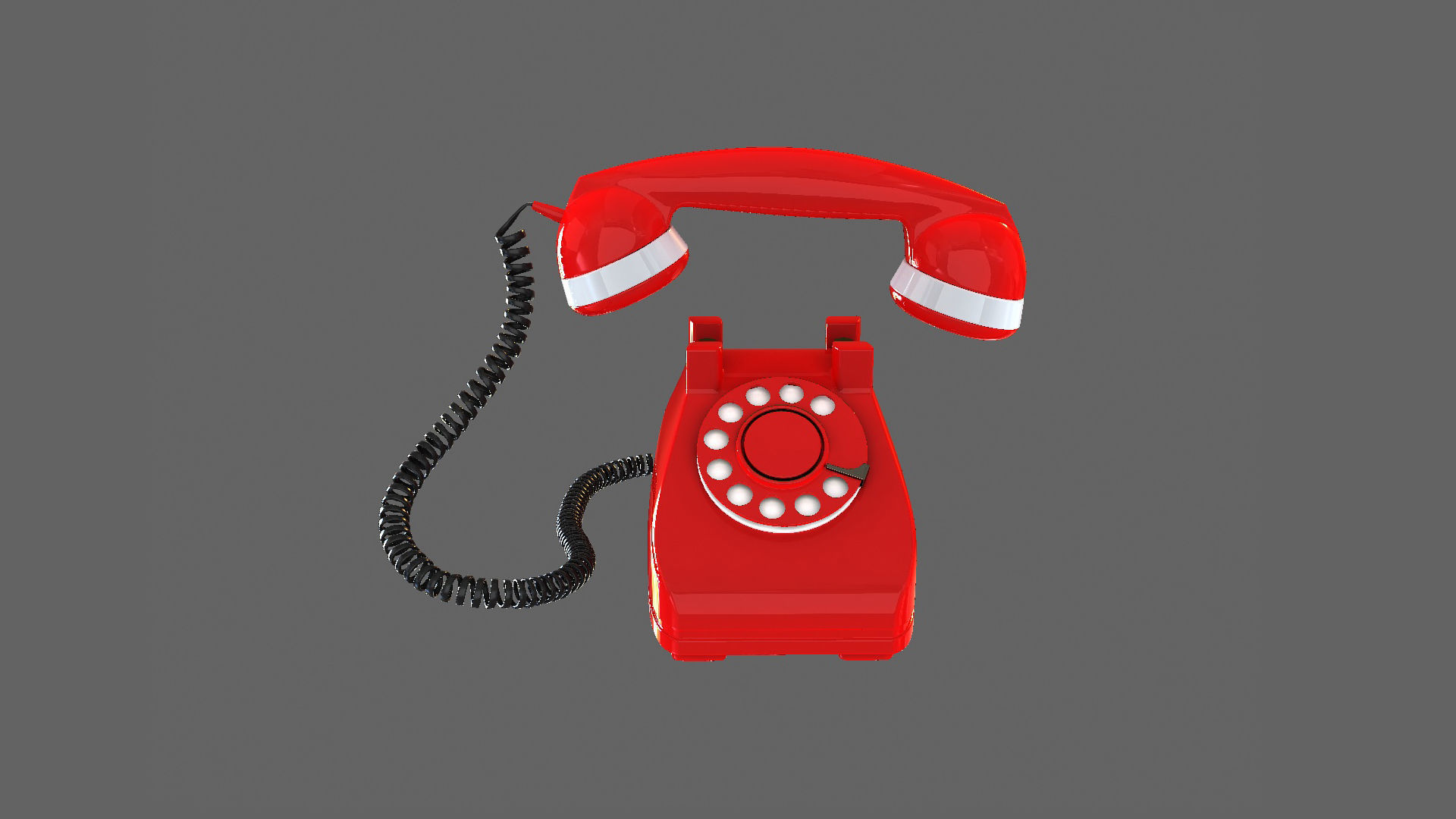 vintage telephone phone red communication retro 3D model_2