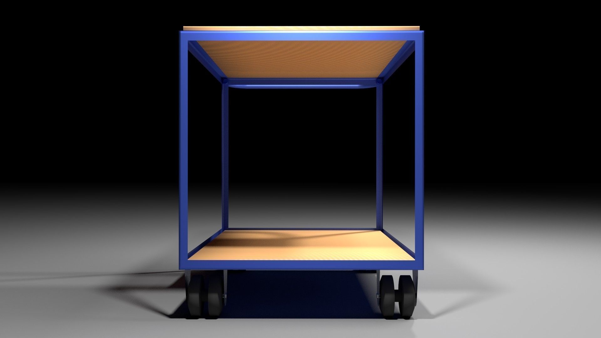 Trolley 1 cart with wooden shelf 3D model_1