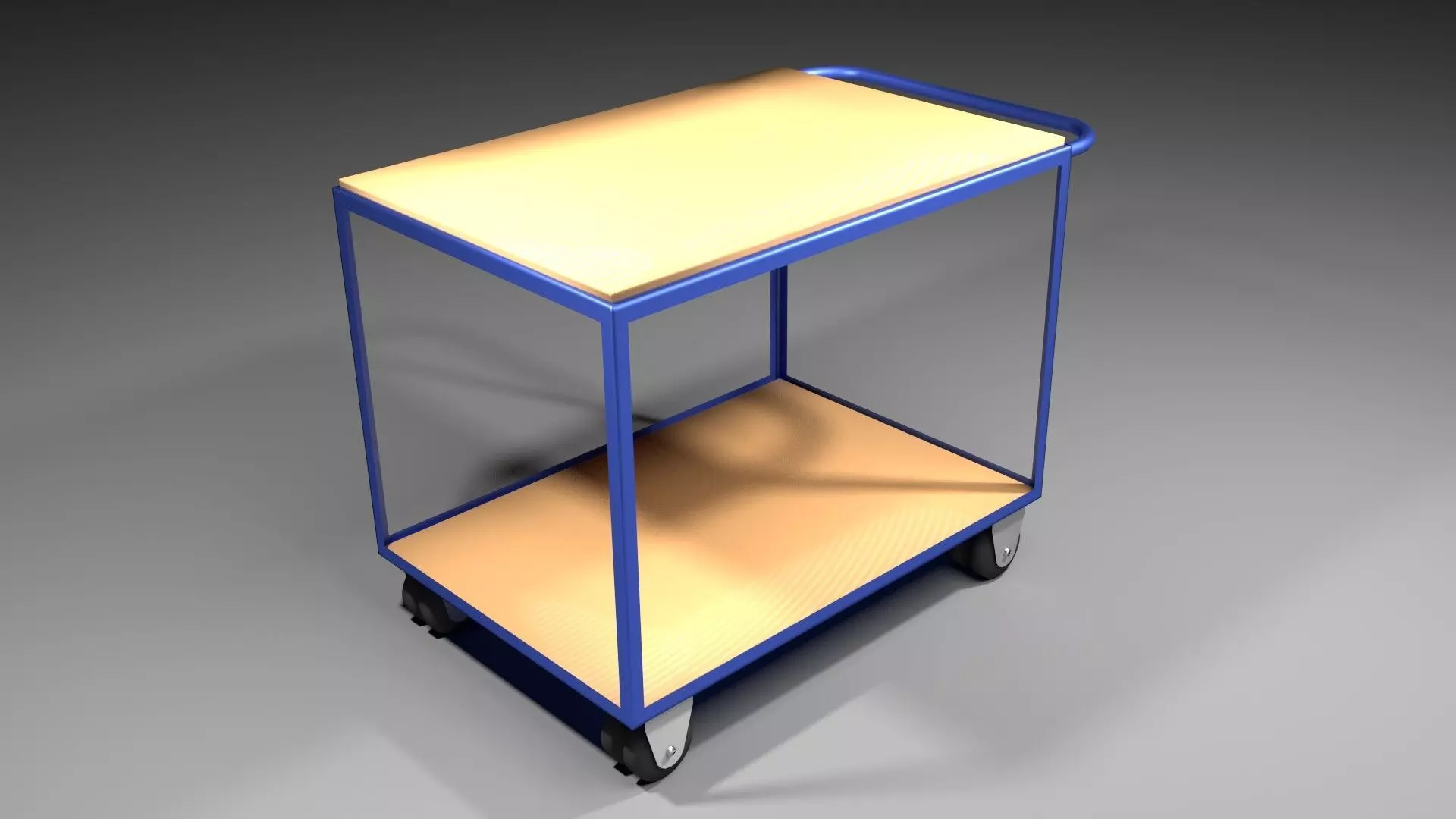 Trolley 1 cart with wooden shelf 3D model_0