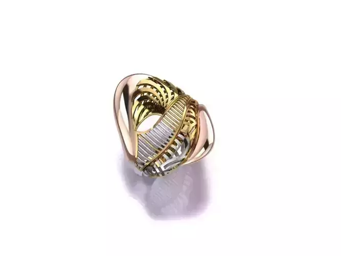 ring 2 person in gold and gold 3D print model