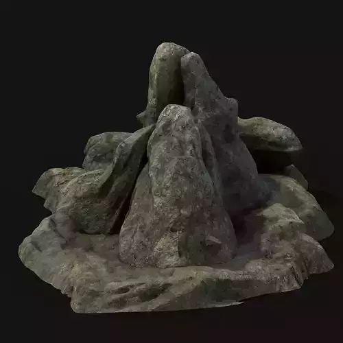 realistic concrete stream cliff stone boulder