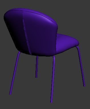 Dining chair leather and metal Low-poly 3D model_11