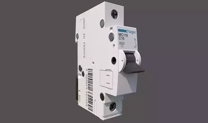 Hager 1-pole circuit breaker 3D model