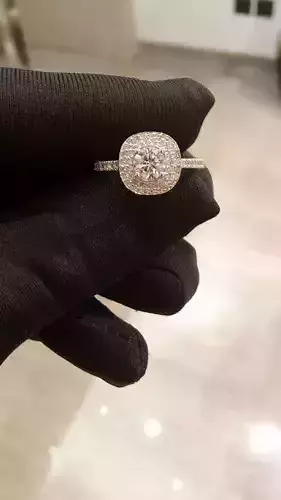 Double halo solitaire ring   3D print model