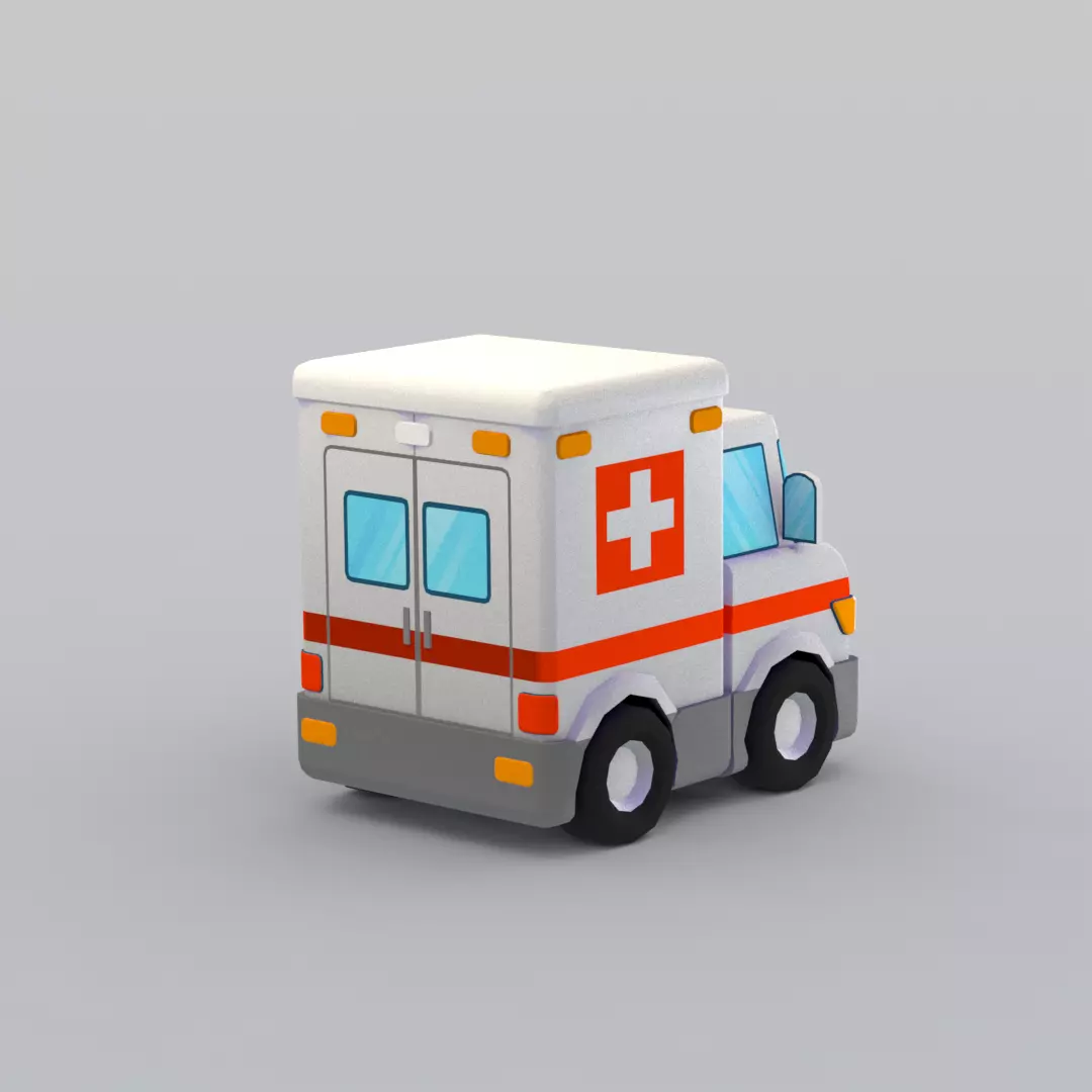 Cartoon Ambulance Truck Low-poly 3D model