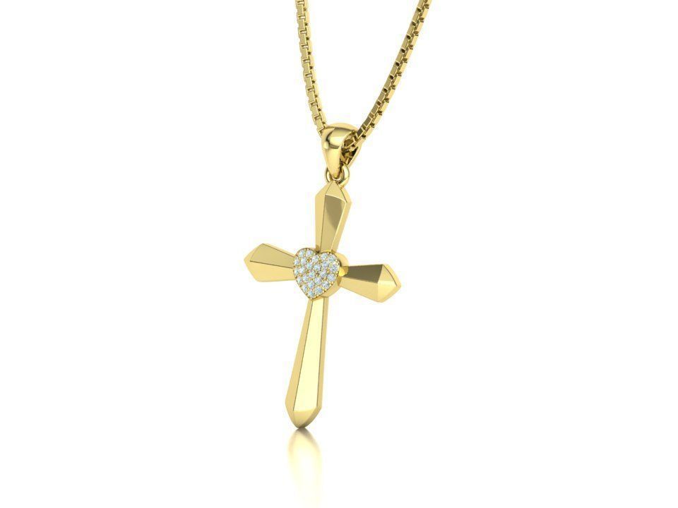 30mm Heart Cross Own Design 3dprint necklace  3D print model_29