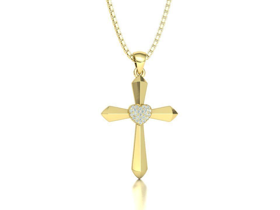 30mm Heart Cross Own Design 3dprint necklace  3D print model_23