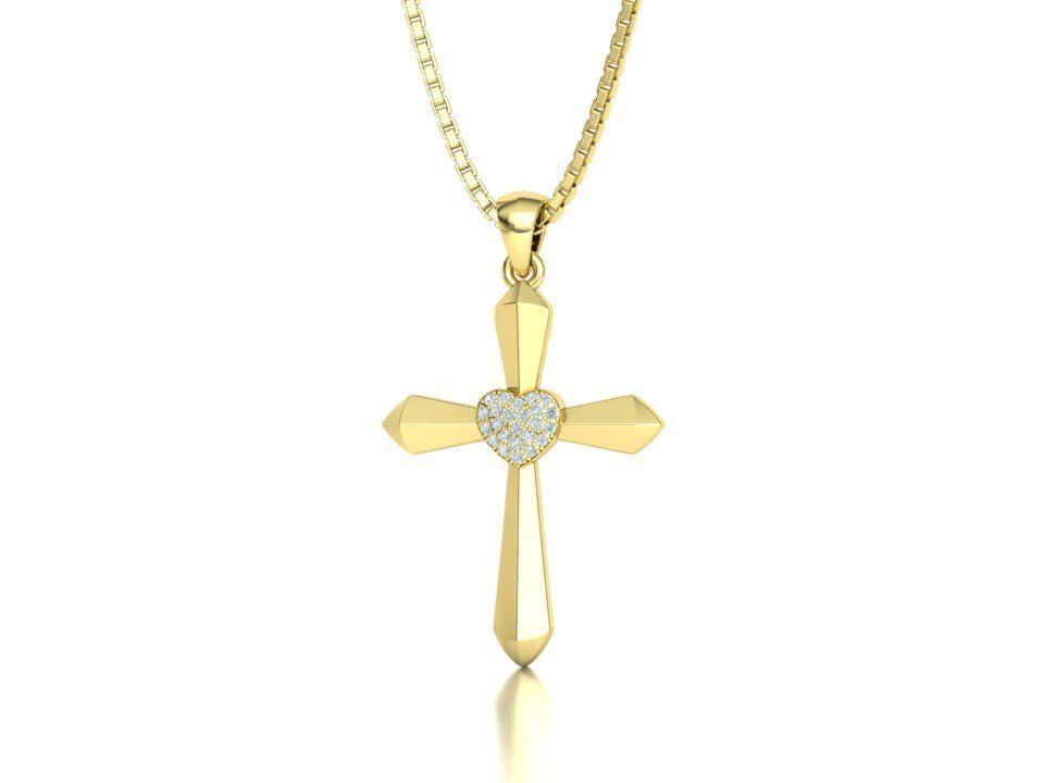 30mm Heart Cross Own Design 3dprint necklace  3D print model_7