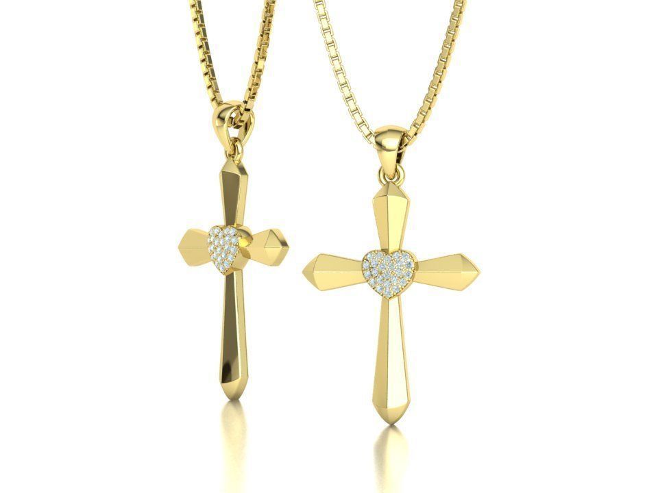 30mm Heart Cross Own Design 3dprint necklace  3D print model_5