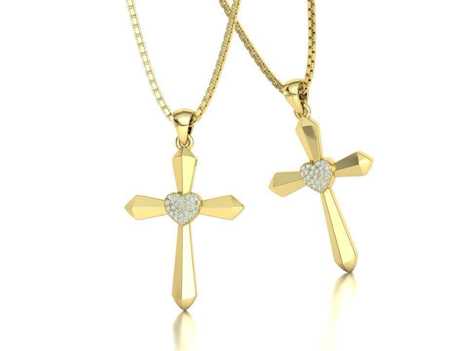 30mm Heart Cross Own Design 3dprint necklace  3D print model_9