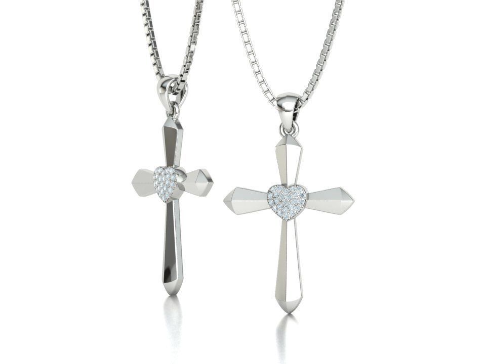 30mm Heart Cross Own Design 3dprint necklace  3D print model_6