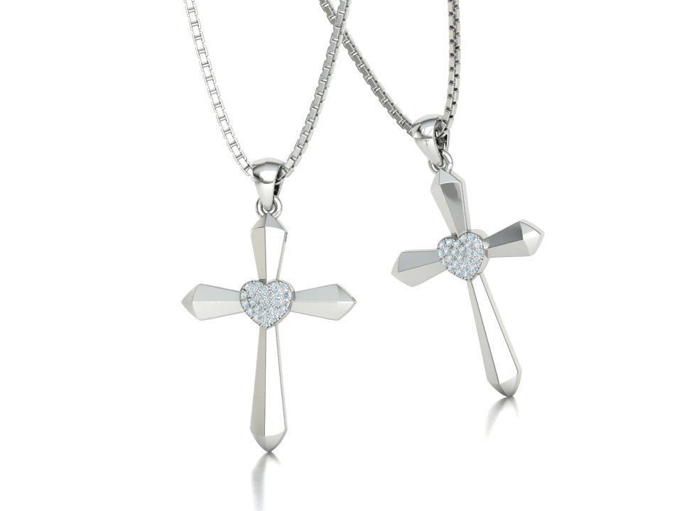 30mm Heart Cross Own Design 3dprint necklace  3D print model_10