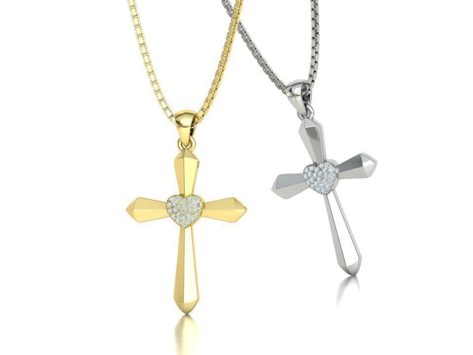 30mm Heart Cross Own Design 3dprint necklace  3D print model_2